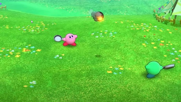Kirby with a pan. 