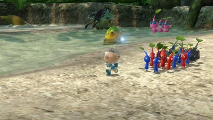 leading a group of pikmin in pikmin