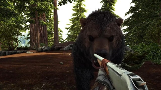 Taming a Dire Bear in Ark Survival Evolved.