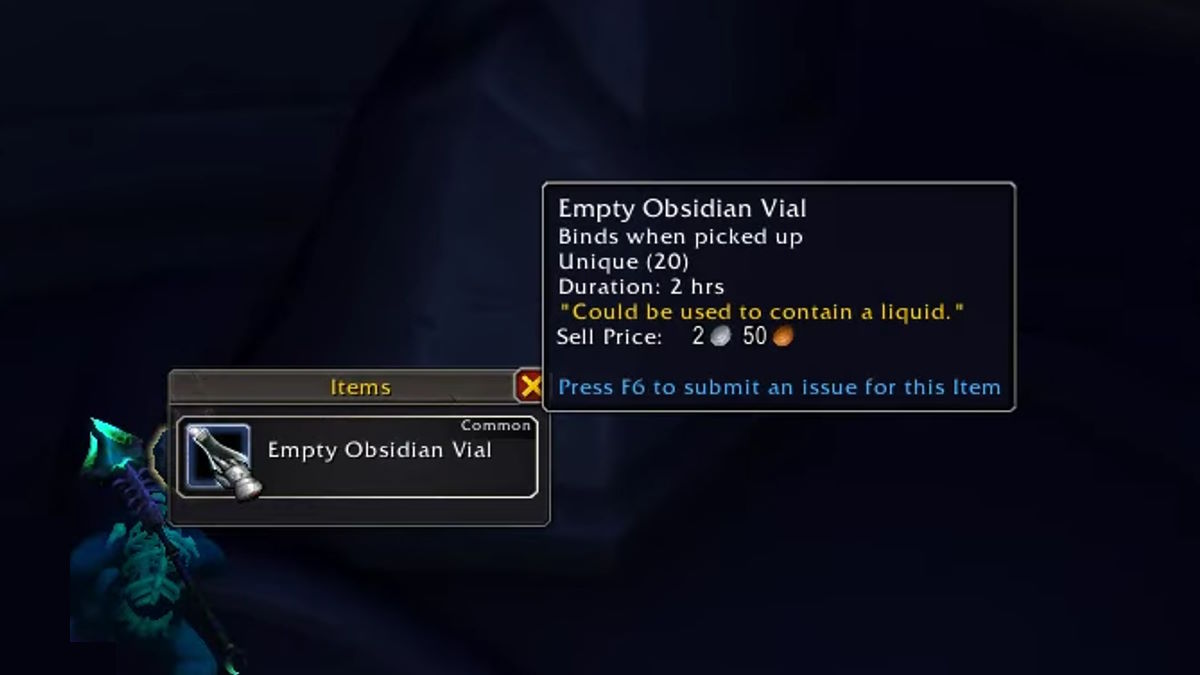 How to Use Empty Obsidian Vial in World of Warcraft Zskera Vaults