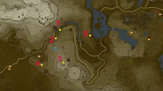 Map of all Yiga Frog statue offering locations in Tears of the Kingdom