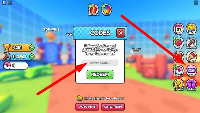 How to redeem codes in Mine Wall Simulator