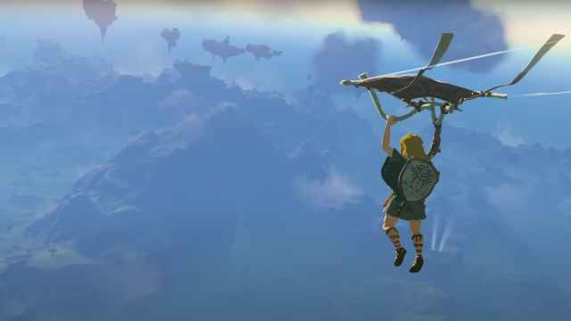 Link gliding in Tears of the Kingdom