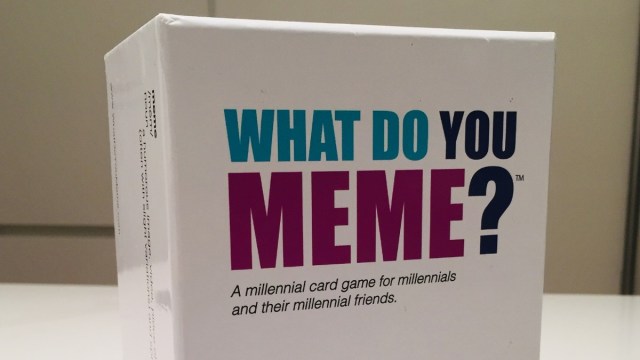 The box for the game What Do You Meme.