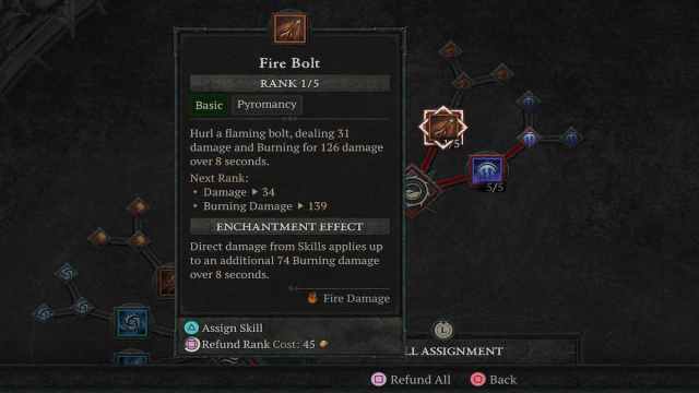 Fire Bolt skill in Diablo 4