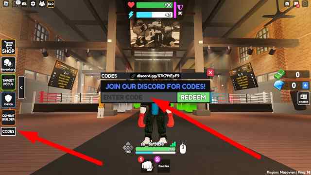 How to redeem codes in Roblox Boxing Beta