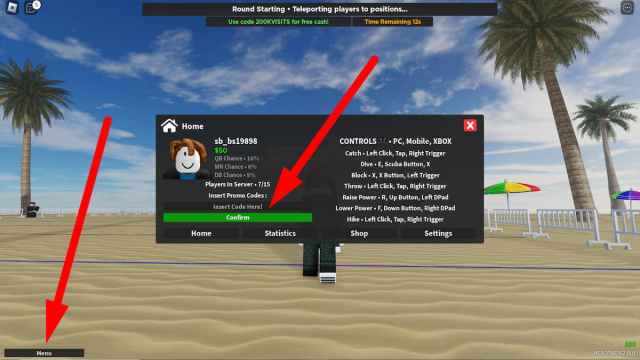 How to redeem codes in Roblox Head Tap