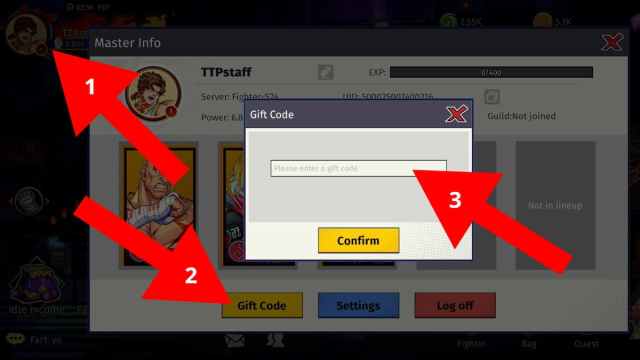 How to redeem codes in Legend of Fighters: Duel Star