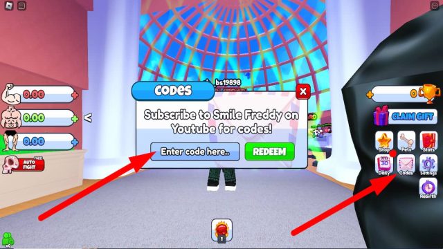 How to redeem codes in Roblox Muscle Evolution
