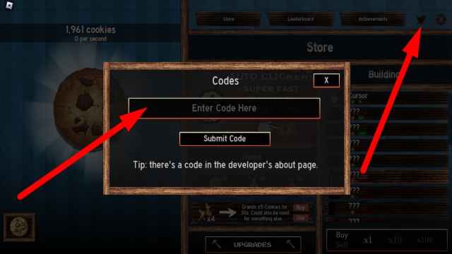 How to redeem codes in Roblox Cookie Clicker