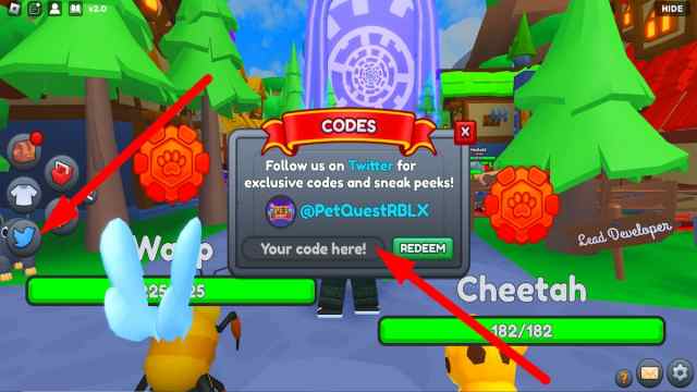 How to redeem codes in Roblox Pet Quest
