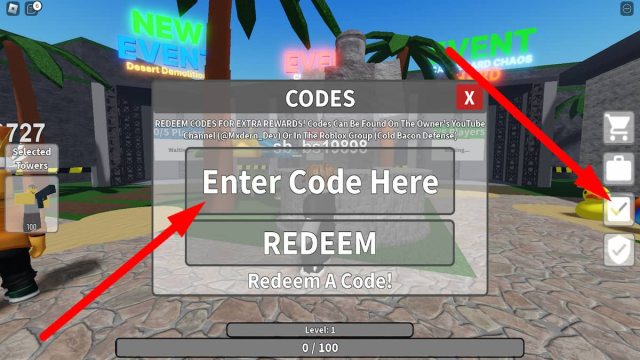 How to redeem codes in Tool Tower Defense on Roblox