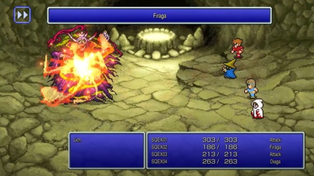 Characters battling in Final Fantasy 