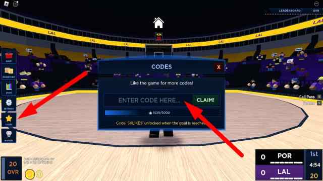 How to redeem codes in Basketball Legends