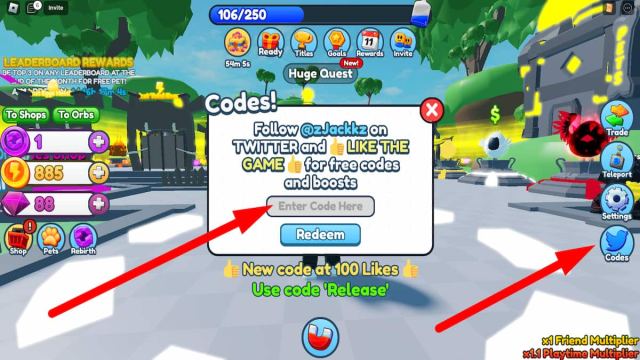 How to redeem codes in Roblox Energy Simulator