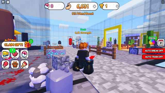 Lobby area in Punching Simulator on Roblox