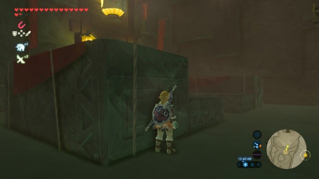 Hiding behind blocks in the yiga hideout