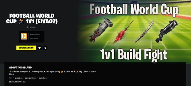 Football World Cup 1V1 map code.