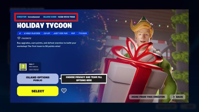 Holiday Tycoon map code.