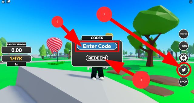 How to redeem codes in Bacon Tower Tycoon?