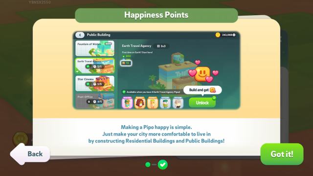 In-game info about Happiness Points in Brixity