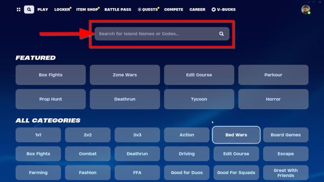 How to insert codes for Fortnite Community Created Islands