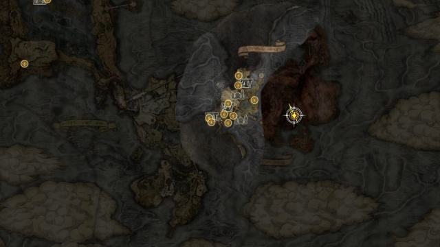 The location of Mohgwyn's Palace on the map in Elden Ring.