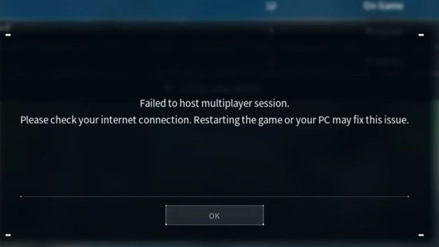 The "Failed to host multiplayer session" error in Palworld